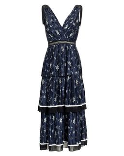 Self Portrait Star Satin Printed Midi Dress for rent on The Volte - image 1