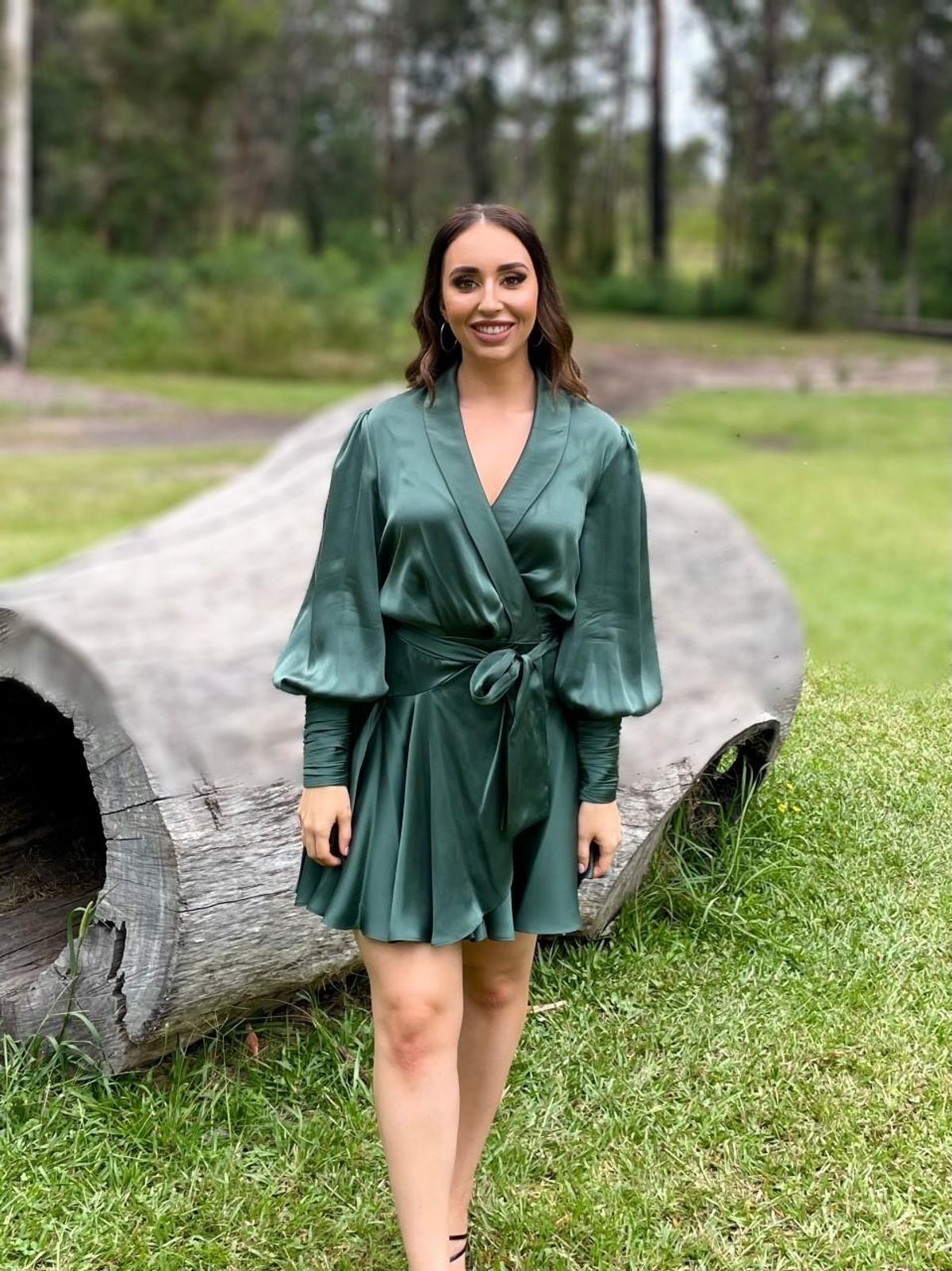 Zimmermann / Silk Mini Wrap Dress / Green / Size 16 / Zim Size 4 for rent on The Volte - main image