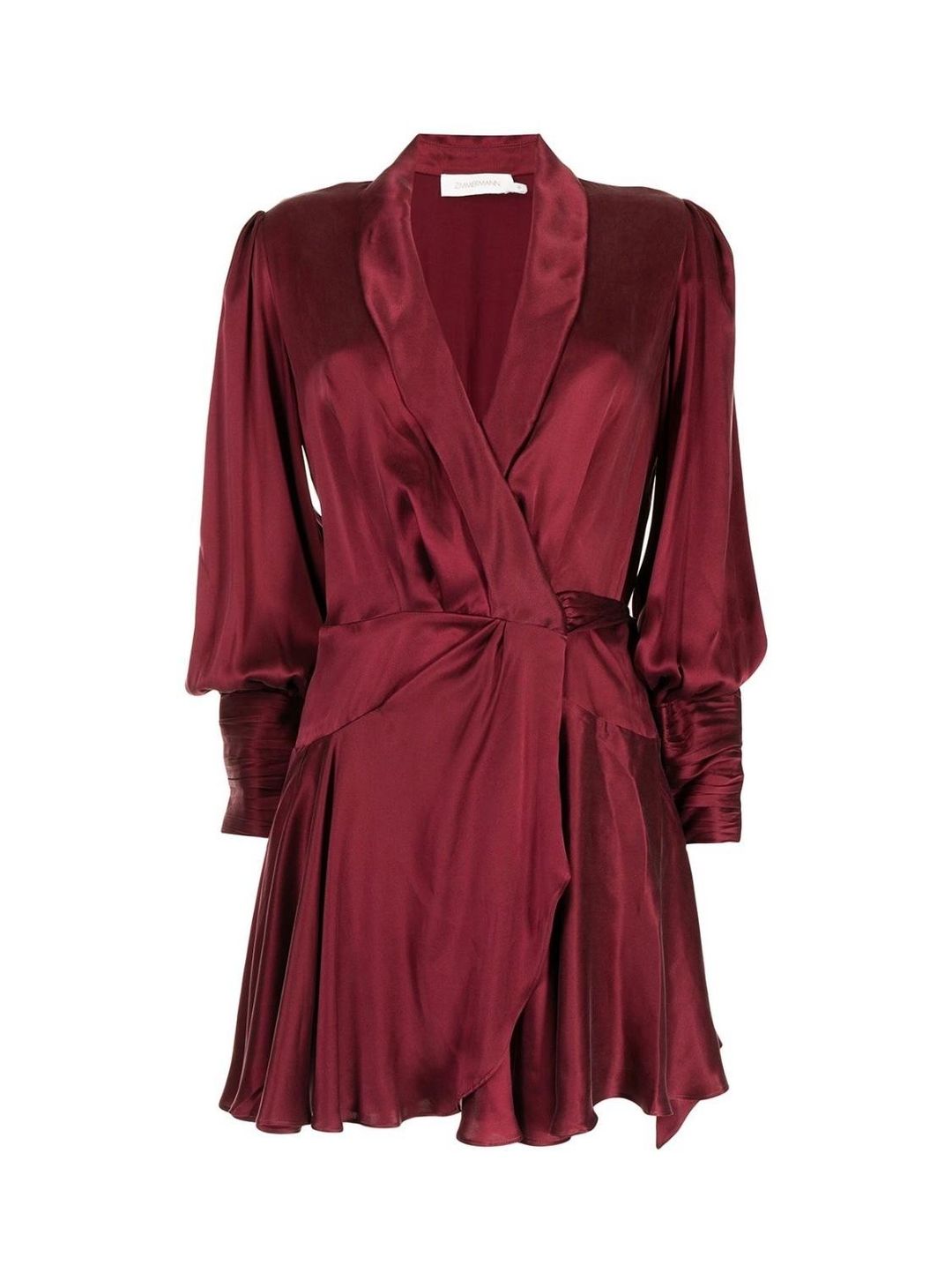 Zimmermann Belted Silk Wrap Mini Dress Berry Red Size 6 for rent on The Volte - main image
