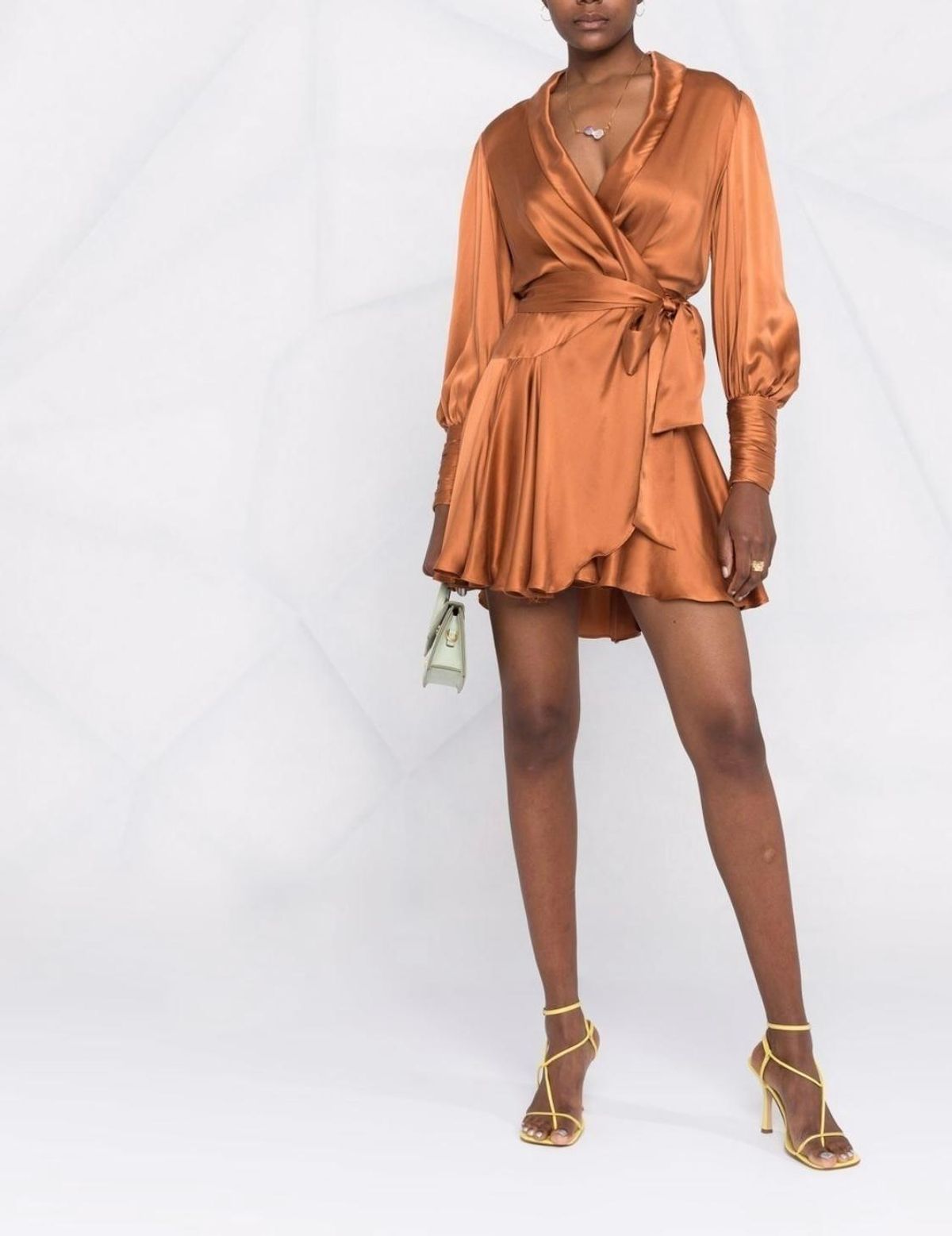 Zimmermann Belted Silk Wrap Dress Orange Size 6 for rent on The Volte - main image