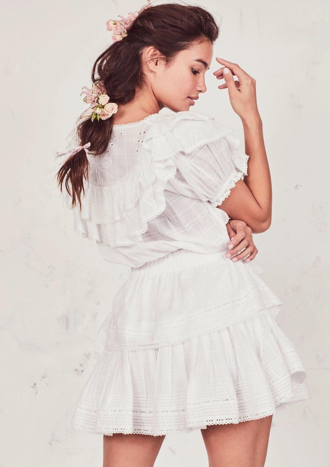 Love Shack Fancy Liv Dress White Size AU 6 for rent on The Volte - main image