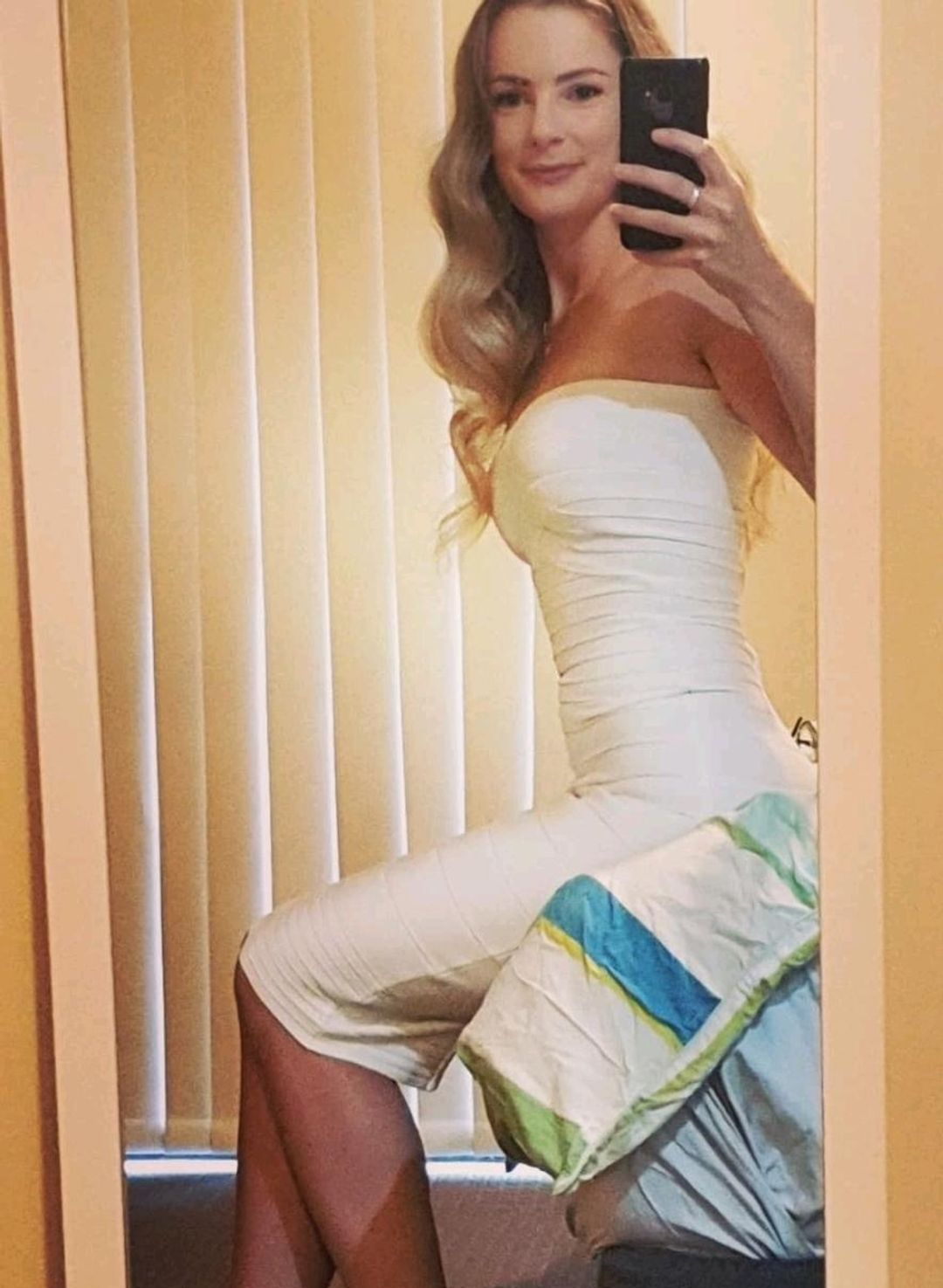 Hervé Léger Strapless Bandage Dress White Size 6 for rent on The Volte - main image