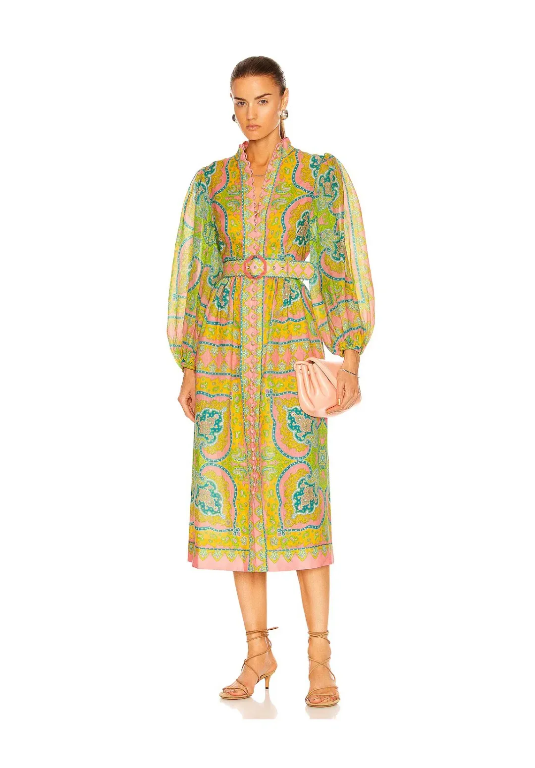 Zimmermann Estelle Buttoned Midi Dress Print Size 2/AU 12 for rent on The Volte - main image