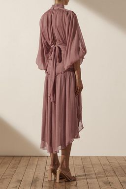 Shona Joy Olympia Long Sleeve Open Back Midi Dress Pink Size 8 for rent on The Volte - image 2