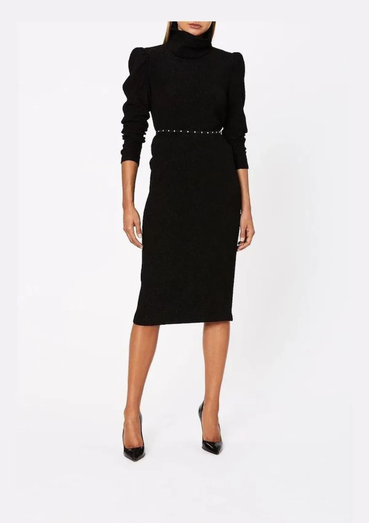 Scanlan Theodore Stretch Reptile Midi Dress Black Size 8  for rent on The Volte - main image