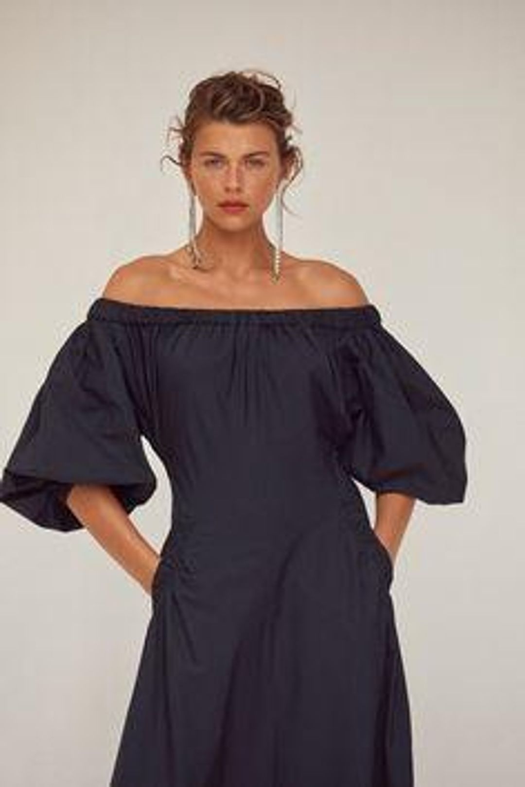 Scanlan Theodore Cotton Gathered Pocket Dress Navy Size 8  for rent on The Volte - main image