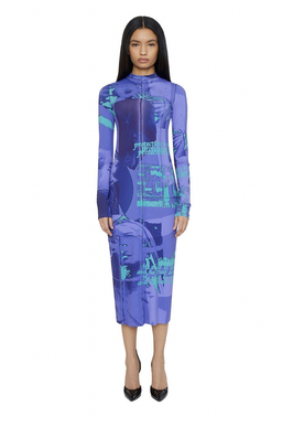 Danielle Guizio Mesh Long Sleeve Dress Blue Size 8 for rent on The Volte - image 1