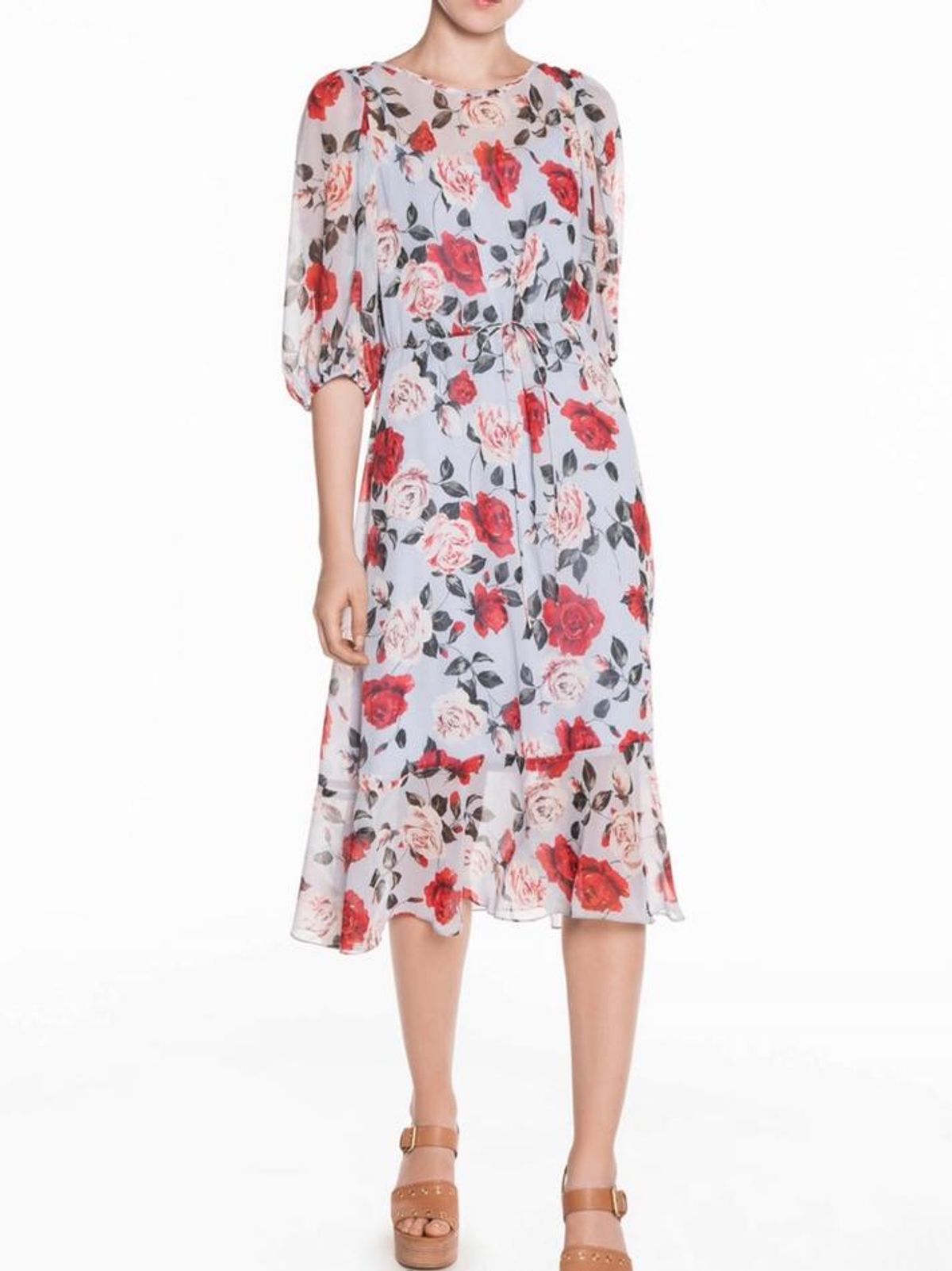 Veronika Maine Vivid Rose Midi Dress Print Size 10 for rent on The Volte - main image