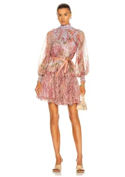 Zimmermann Botanica Smocked Yoke Mini Dress Milettia Floral Size 0P/ AU 6 for rent on The Volte - image 1