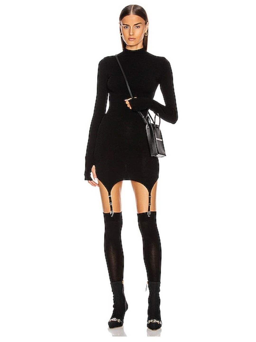 Dion Lee Garter Mini Dress Black Size 8 for rent on The Volte - main image