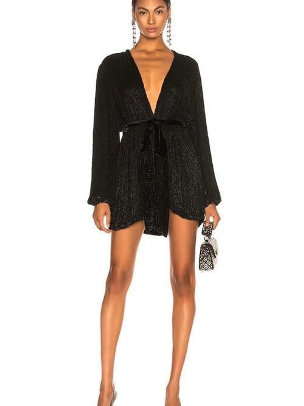 Retrofete Gabrielle Robe Dress Black Size 6 for rent on The Volte - main image