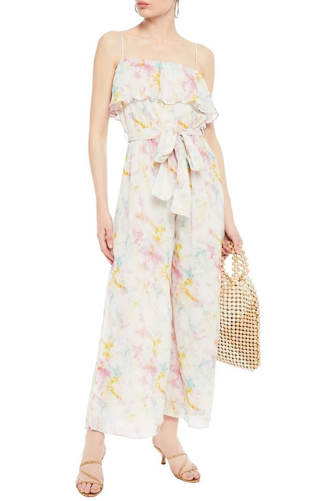 Tigerlily Saaralie Tie-dyed Cotton and Silk-blend Gauze Wide-leg Jumpsuit Print Size 8 for rent on The Volte - main image
