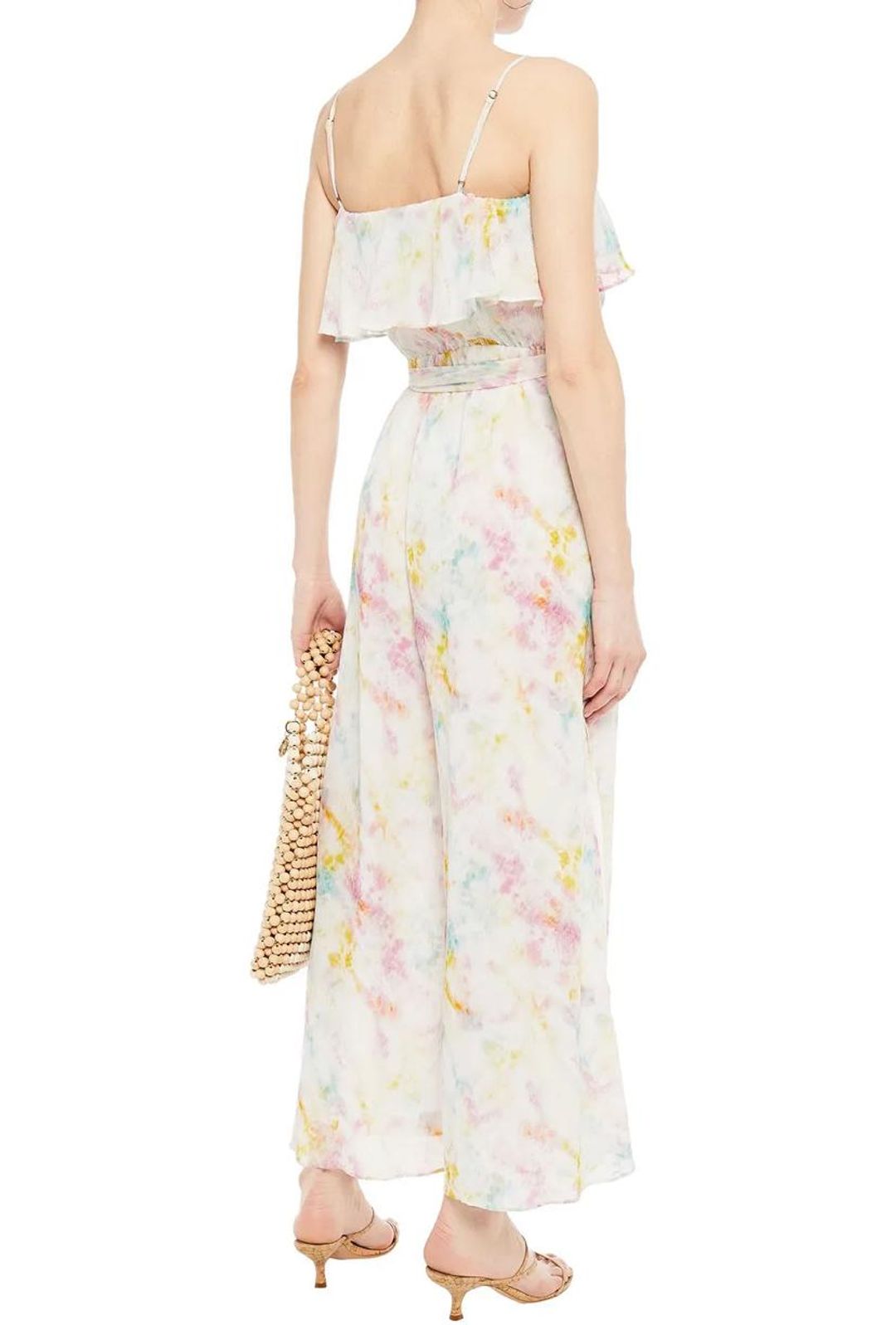 Tigerlily Saaralie Tie-dyed Cotton and Silk-blend Gauze Wide-leg Jumpsuit Print Size 8 for rent on The Volte - main image