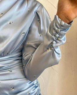 Saint Armont Xyris Ruched Mini Dress Blue Size 10 for rent on The Volte - image 4