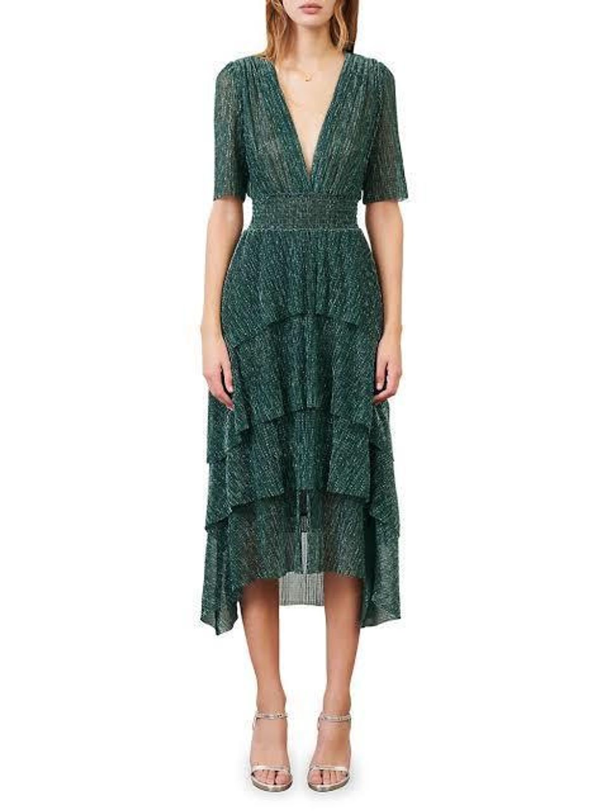 Maje Ruffine Dress Green Size 14 for rent on The Volte - main image