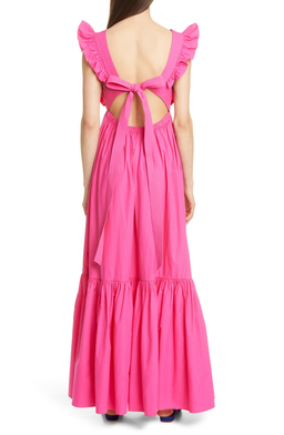 Self Portrait Fuschia Cotton Poplin Maxi Dress Pink Size 12 for rent on The Volte - image 3