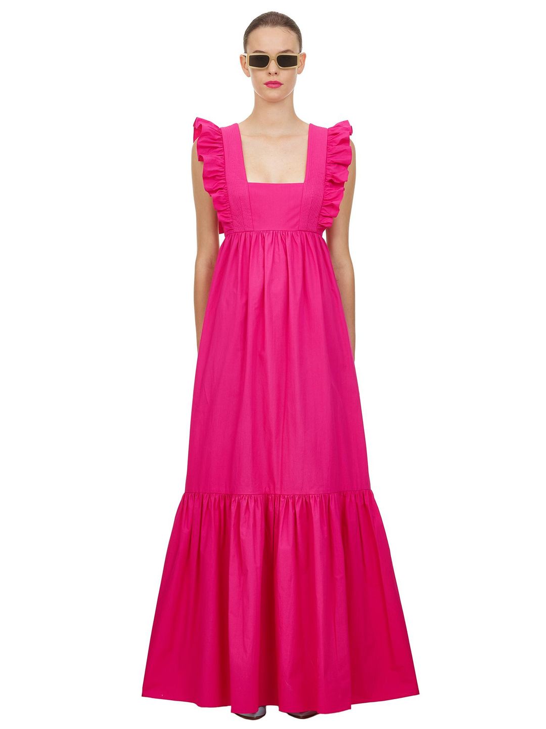 Self Portrait Fuschia Cotton Poplin Maxi Dress Pink Size 12 for rent on The Volte - main image