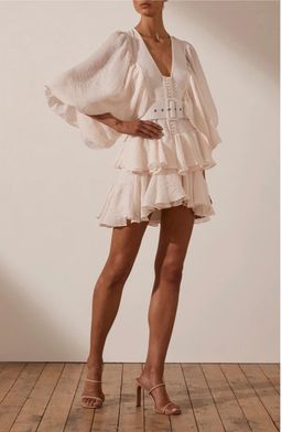 Shona Joy Charlotte Plunged Draped Mini Dress White Size 14 for rent on The Volte - image 1