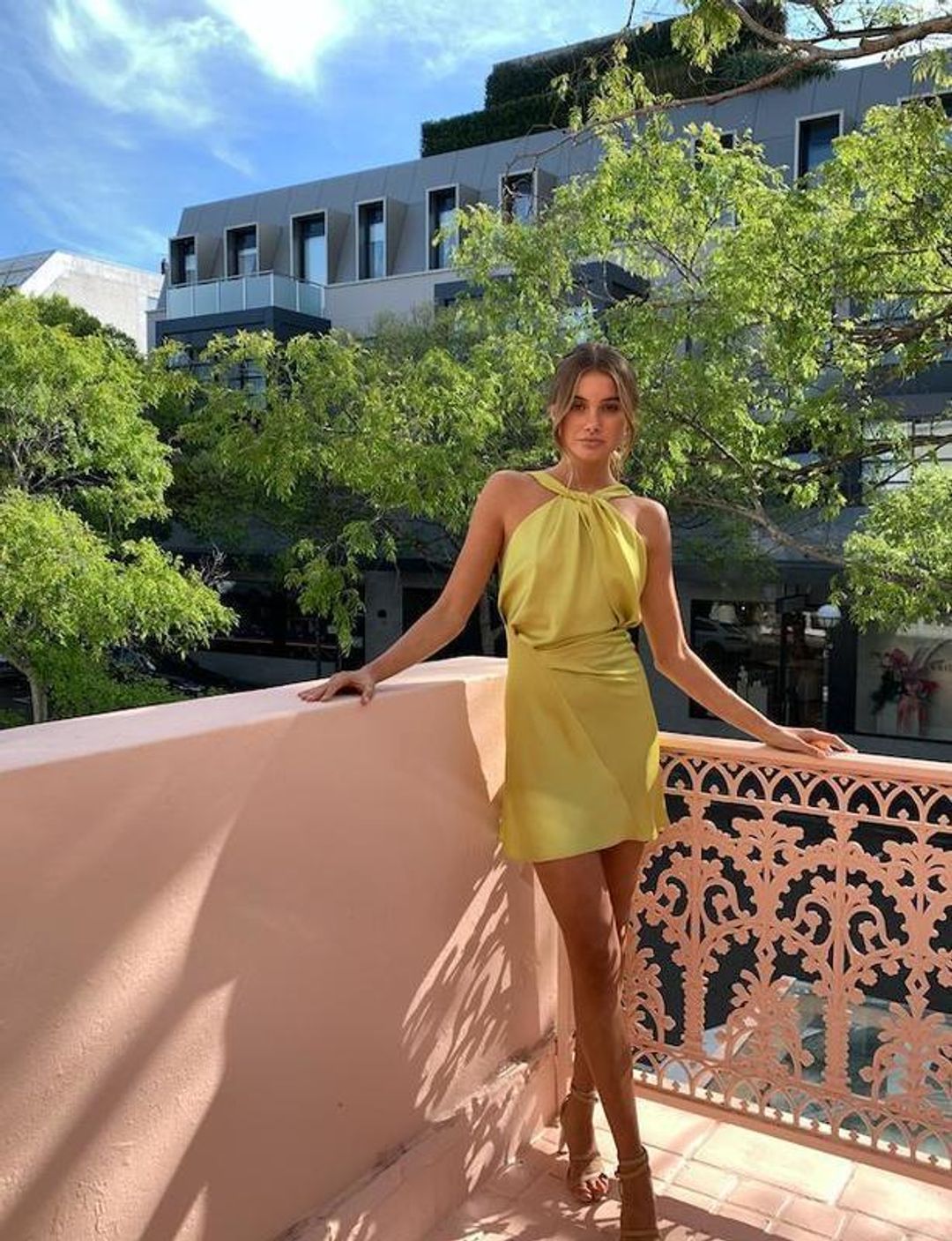 One Fell Swoop Audrey Mini Dress Citron Size 12 for rent on The Volte - main image