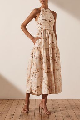Shona Joy Roxanne Linen Open Back Tiered Dress Print Size 6 for rent on The Volte - image 1