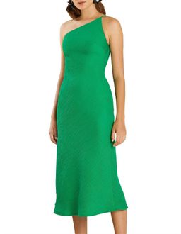 By Johnny Asymmetric Crimp Bias Midi Dress Green Size 12 for rent on The Volte - image 2
