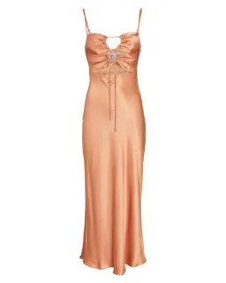 Shona Joy Eloise Lace Up Midi Dress Caramel Brown Size AU 6 for rent on The Volte - image 4