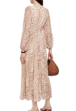Zimmermann Sunray Long Sleeve Midi Dress Sand/Zebra Print Size 8 for rent on The Volte - image 2