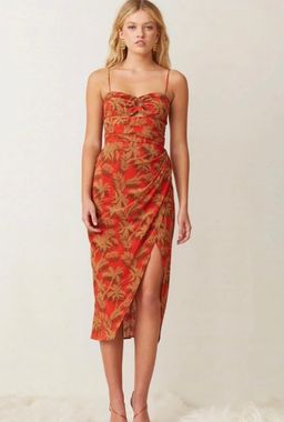 Bec & Bridge Shady Palm Midi Dress Print Size 6 for rent on The Volte - image 1