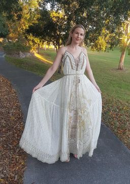 Camilla The Queens Chamber Lace Up Front Panel Dress Print Size 6 for rent on The Volte - image 1