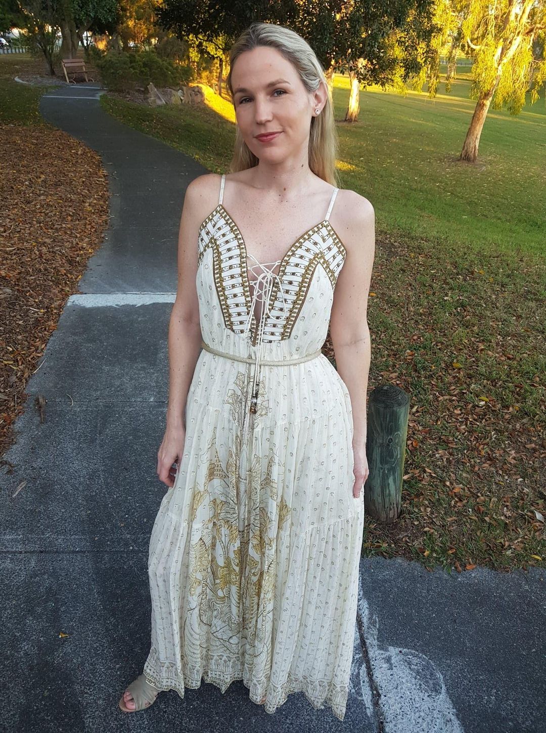 Camilla The Queens Chamber Lace Up Front Panel Dress Print Size 6 for rent on The Volte - main image