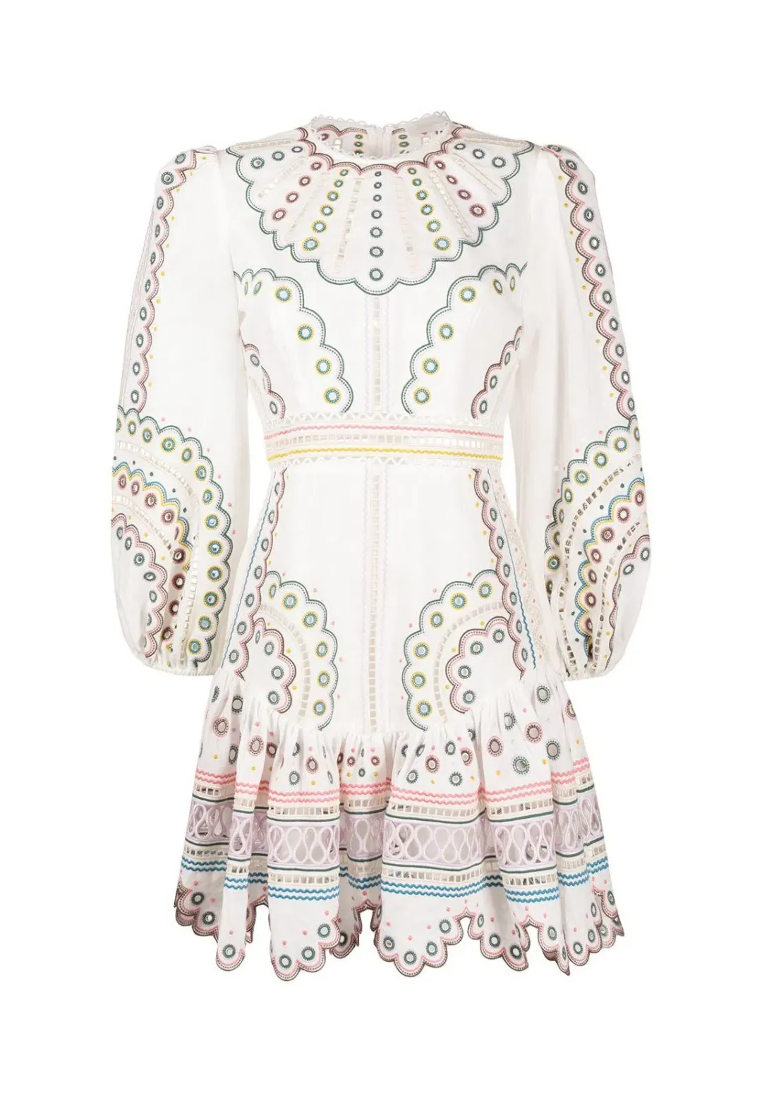 Zimmermann Peggy Embroidered Dress White Emroidered Size 12  for rent on The Volte - main image
