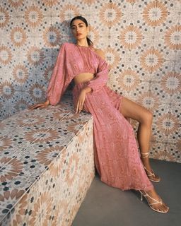 Scanlan Theodore GGT Paisley Drawcord Dress Pink Size 8 for rent on The Volte - image 2