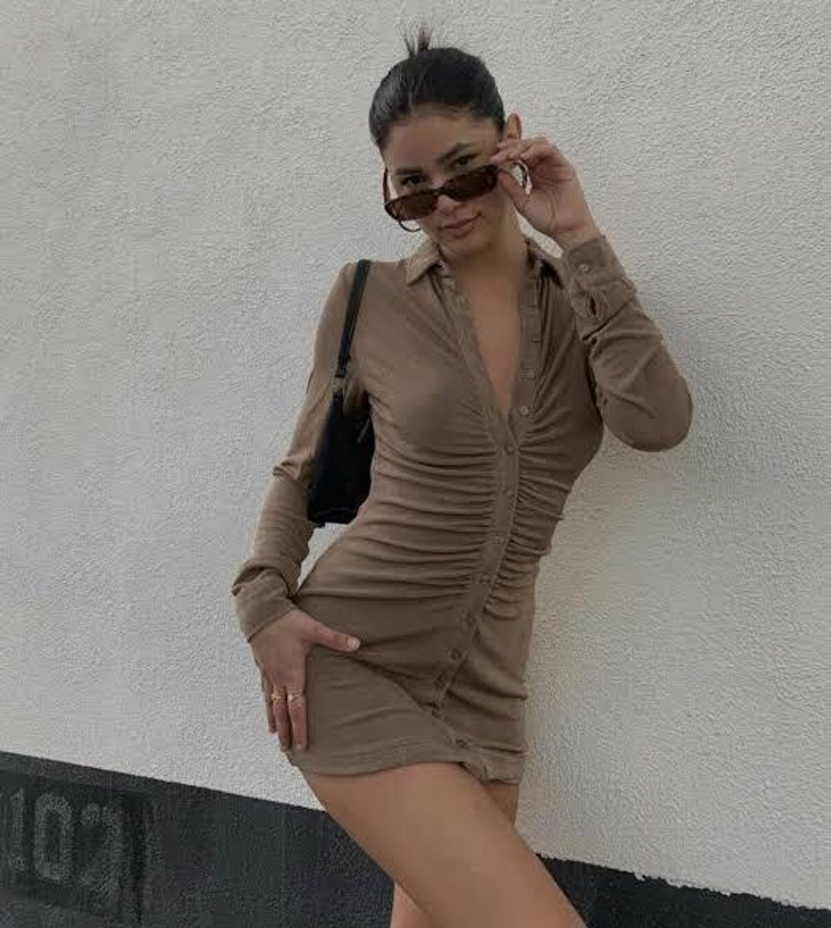 With Jean Andy Dress Brown Size 14 for rent on The Volte - main image