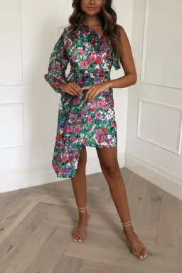 Talulah Better Together One Shoulder Mini Dress Floral Print Size 8 for rent on The Volte - image 1