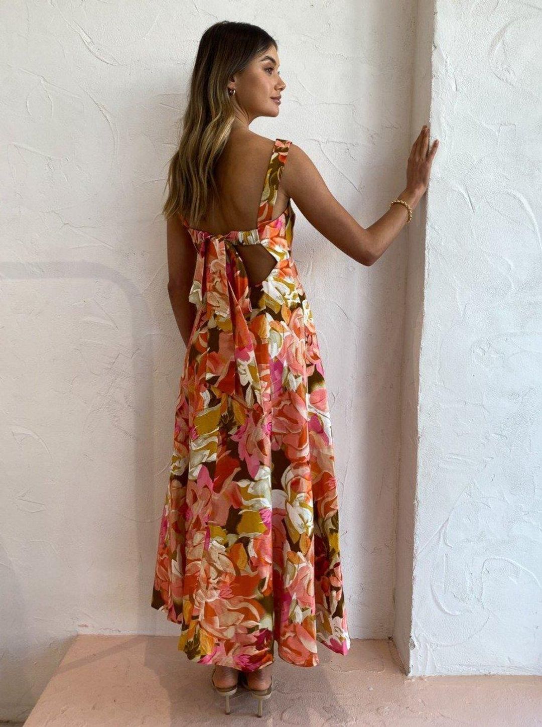 Acler Tate Dress Pink Bouquet Print Size 12 for rent on The Volte - main image