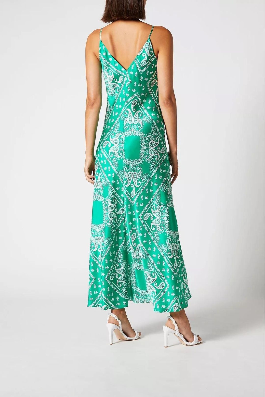 Scanlan Theodore Silk Paisley Long Slip Dress Green Size 10 for rent on The Volte - main image