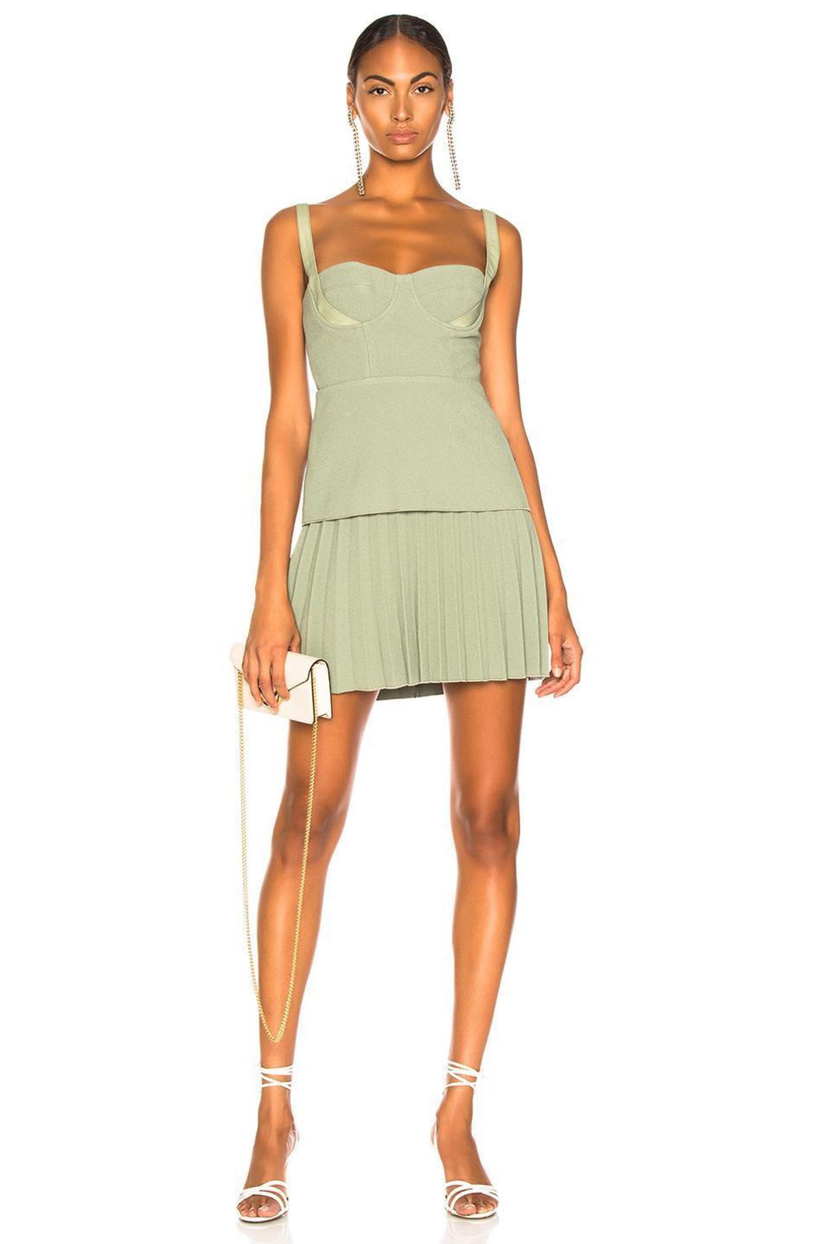 Dion Lee Bustier Pleated Mini Dress Green Size 6 for rent on The Volte - main image