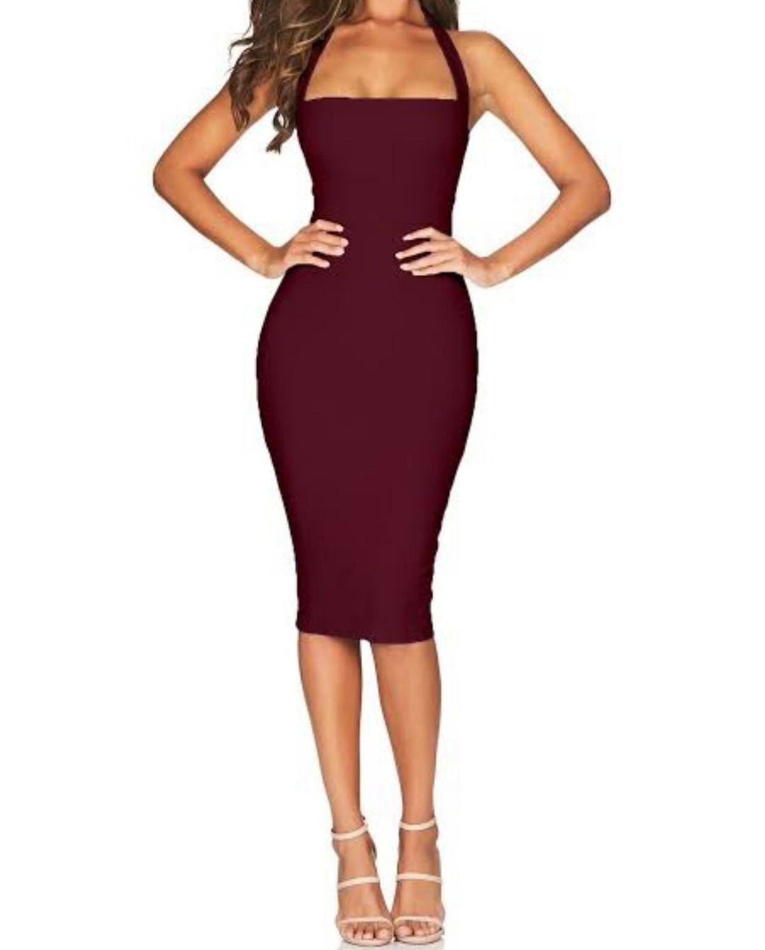 Love Nookie Boulevard Midi Dress Burgundy Size 6 for rent on The Volte - main image