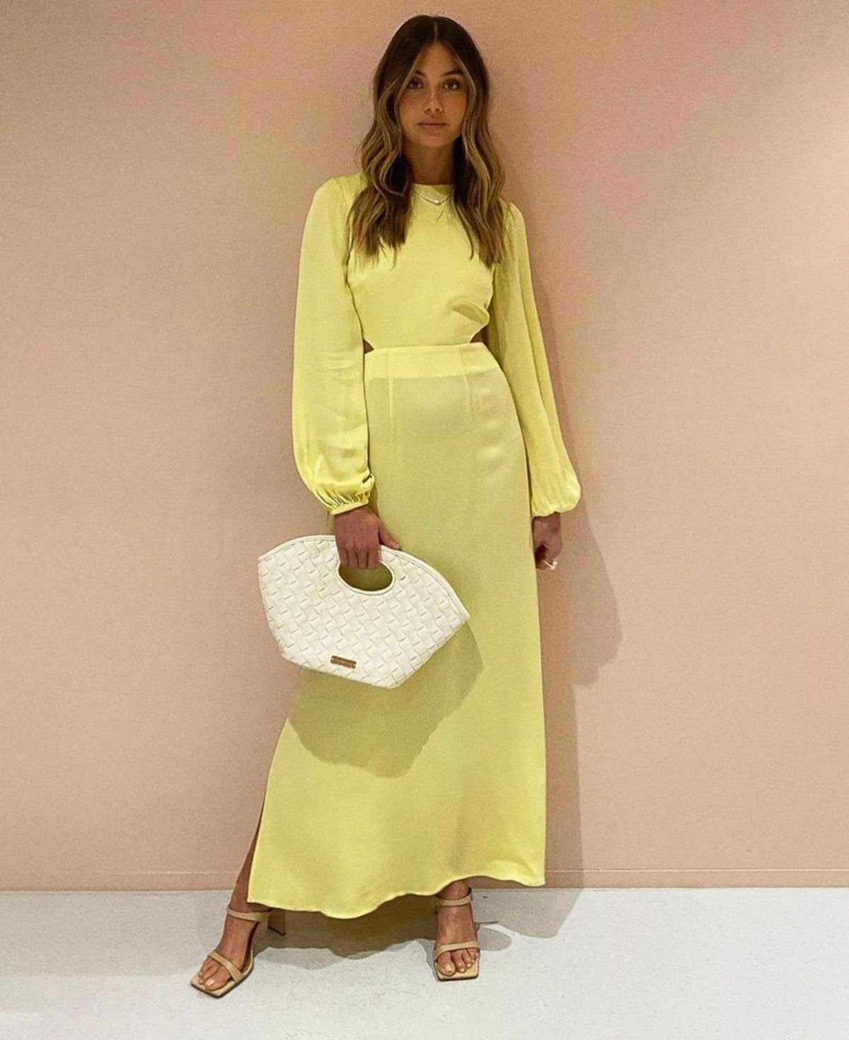 The Wolf Gang Marrakesh Cut Out Maxi Dress Lemon - Size 8 for rent on The Volte - main image