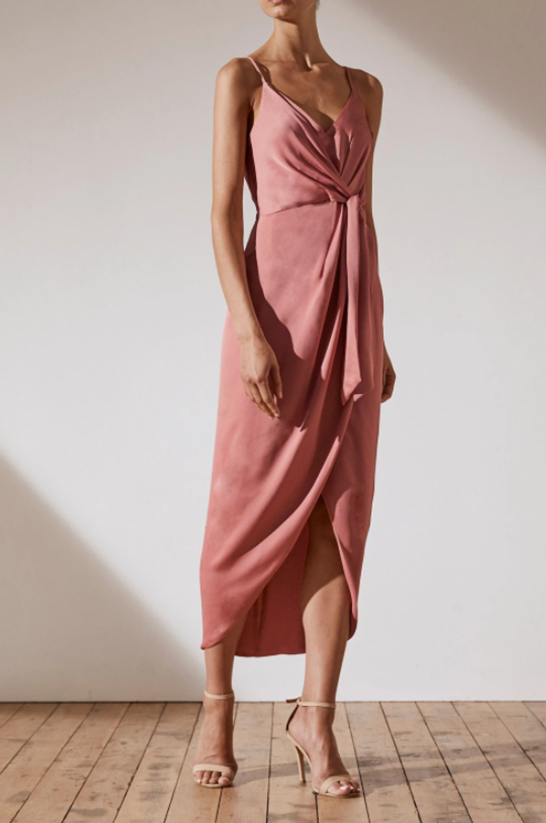 Shona Joy Luxe Tie Front Cocktail Dress Pink  Size 8 for rent on The Volte - main image