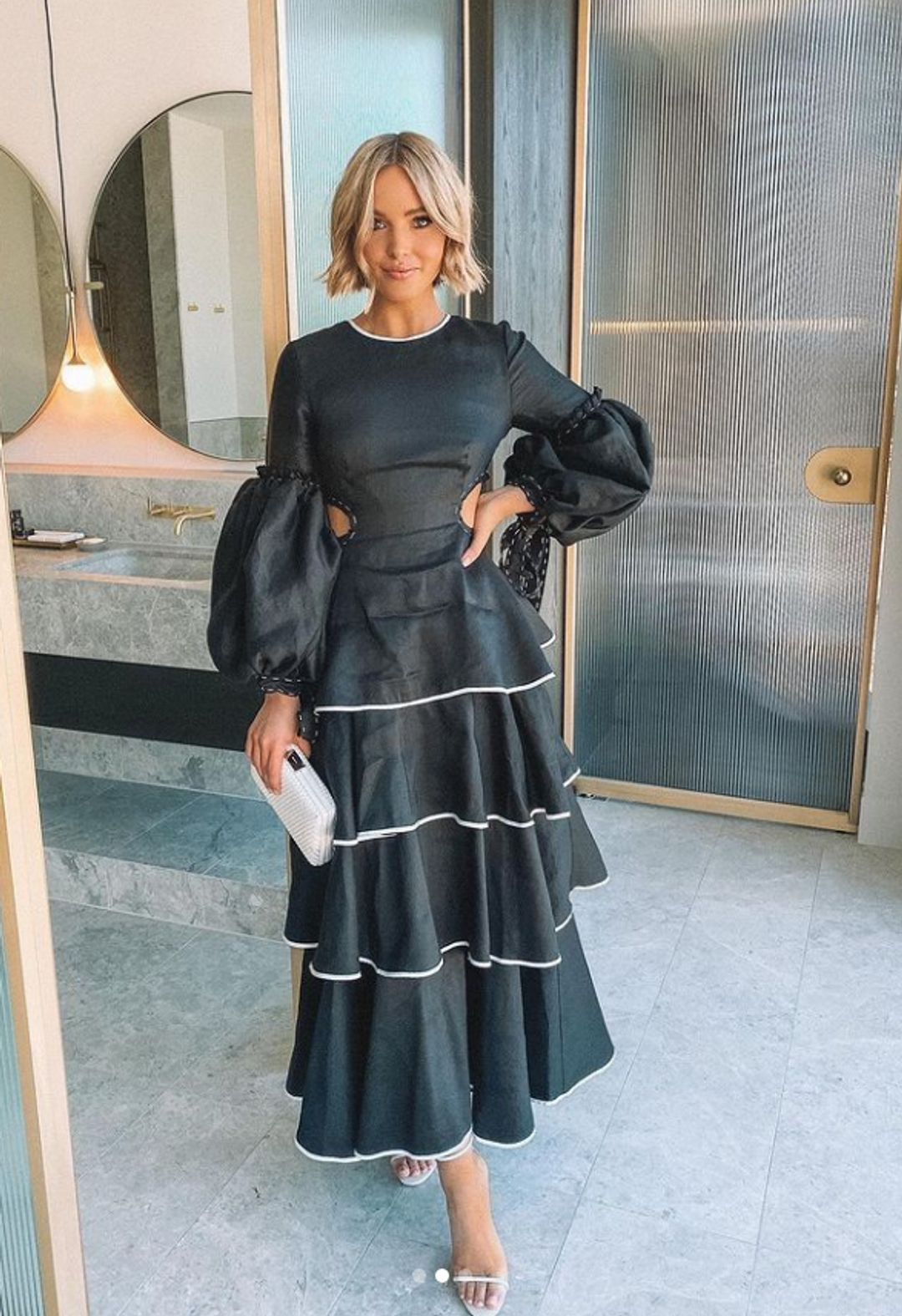 Aje Gracious Cut Out Dress Black Size 8 for rent on The Volte - main image