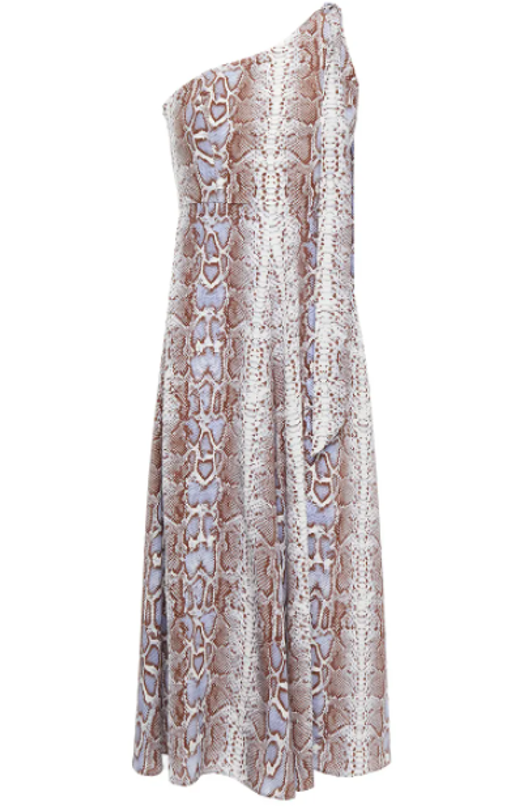 Zimmermann One Shoulder Snake Print Silk Crepe De Chine Midi Dress Print Size 6 for rent on The Volte - main image