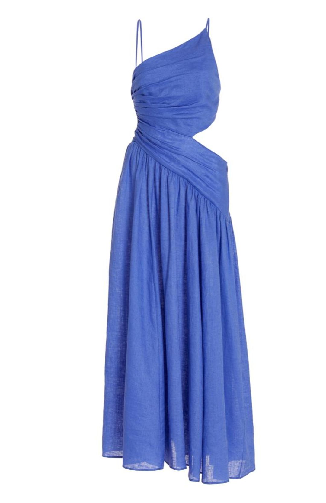 Zimmermann Tropicana Open-back Asymmetric Linen Midi Dress Blue Size 12 for rent on The Volte - main image