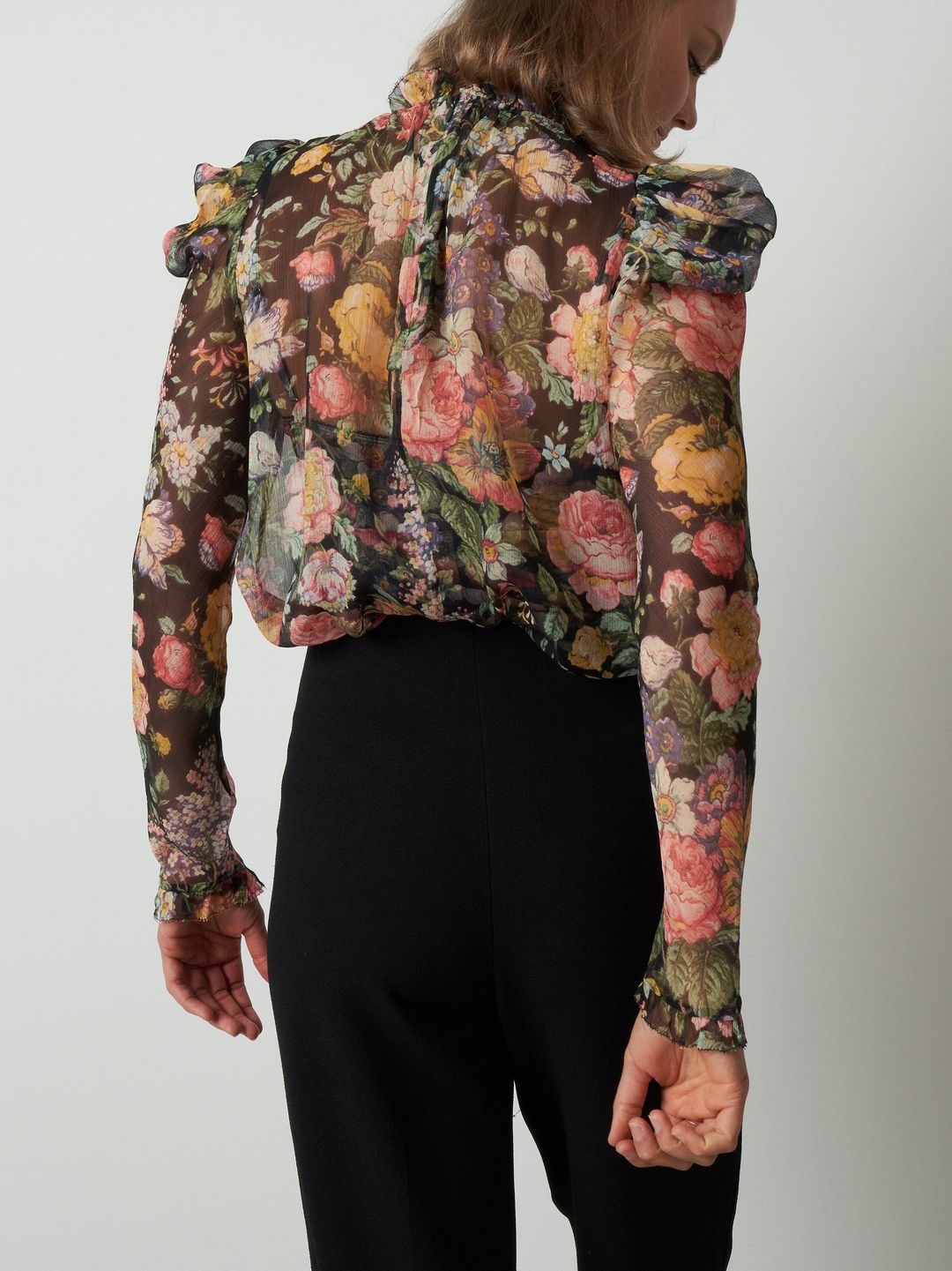 Zimmerman Ladybeetle Draped Sleeve Top Midnight Floral Size 2/AU 12 for rent on The Volte - main image
