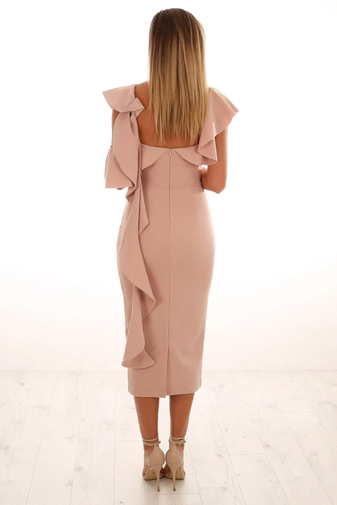 Pasduchas Romy Midi Dress Jasper Blush Size 8 for rent on The Volte - main image