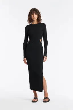 Sir The Label Celena Draped Midi Dress Black | AU 10 for rent on The Volte - image 1
