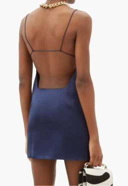 Gauge81 Bima Open Back Satin Mini Dress Blue Size 8 for rent on The Volte - image 3