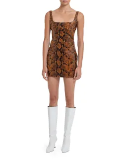 Gauge81 Kaoma Snake Effect Faux Leather Mini Dress Print Size 8 for rent on The Volte - image 1