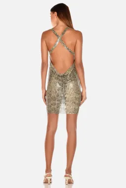 Misha Leda Glo Mesh Mini Dress Snakeskin Print Size 8 for rent on The Volte - image 2