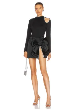 Area Butterfly Bow Mini Skirt Black Size 8 for rent on The Volte - image 1